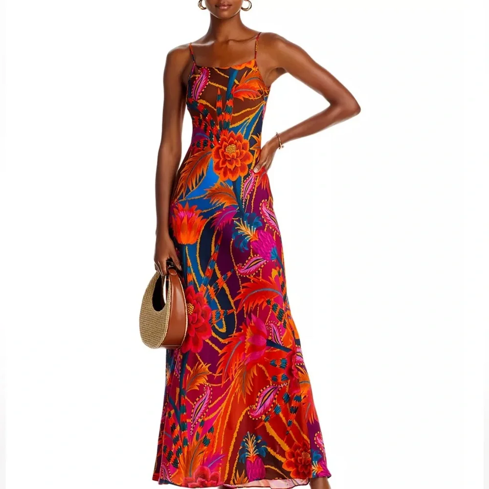 🌺🎉HP🎉🌺 NWT Farm Rio Vintage Wave Multicolor Sleeveless Maxi Dress - Picture 7 of 16